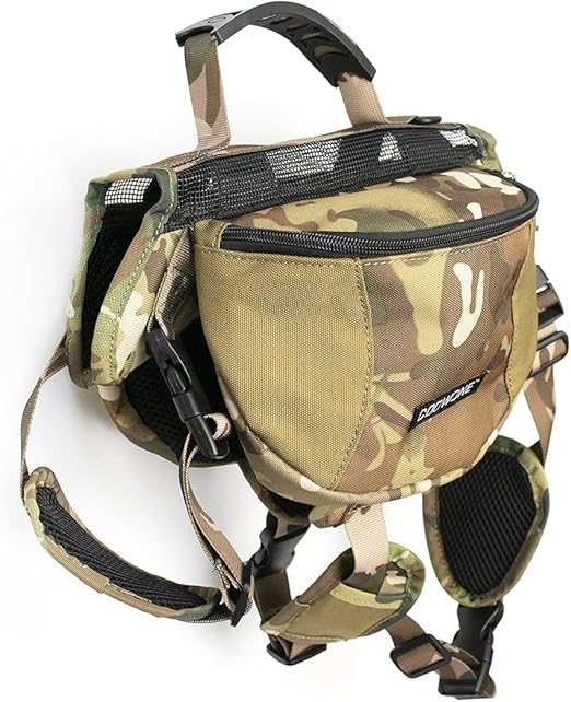 coowone 狗狗背包 狗狗包 胸背带包 迷彩马鞍包 大号狗狗徒步胸背带